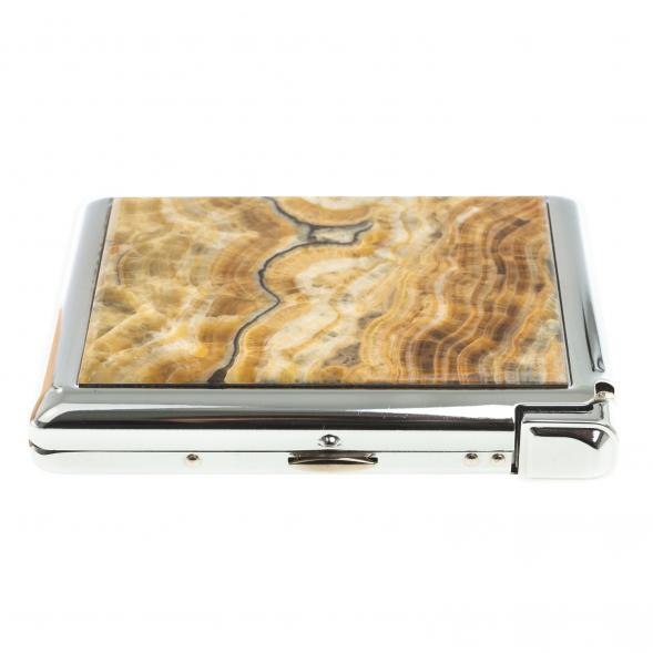 Портсигар на 20 сигарет с зажигалкой камень оникс 123418