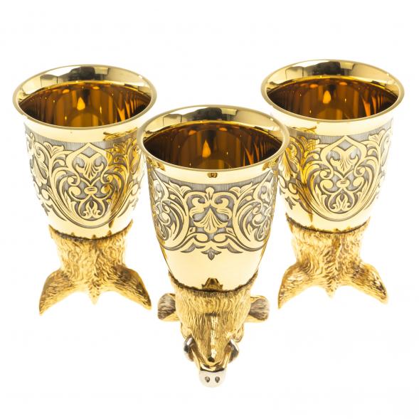 Подарочный набор &amp;quot;Кабан&amp;quot; фляжка и 3 стопки перевертыша Златоуст 123691