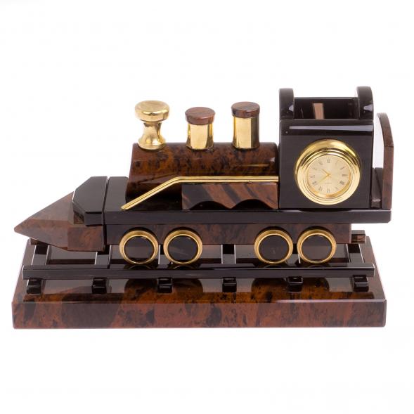 Паровоз из обсидиана 25х10,5х13 см 126250