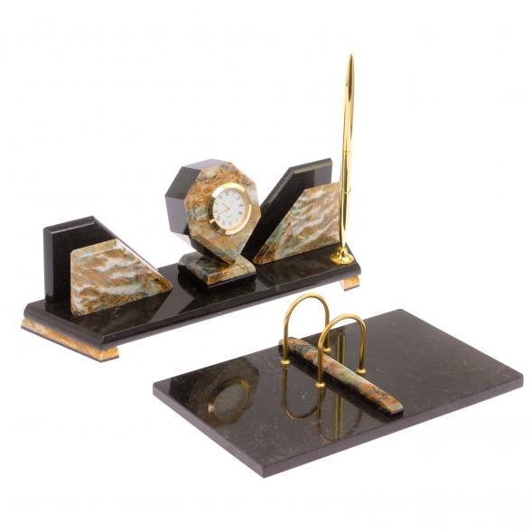 Письменный прибор &amp;quot;Эталон&amp;quot; камень офиокальцит 126327