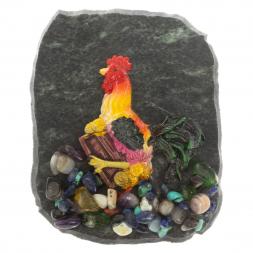 Магнит &amp;quot;Петух на сундуке с монетами&amp;quot; змеевик