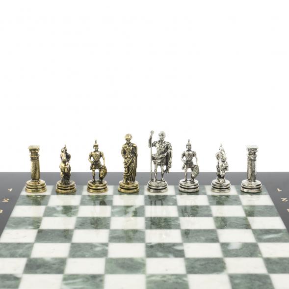 Шахматы турнирные &amp;quot;Римские воины&amp;quot; из мрамора и змеевика 28х28 см 127734