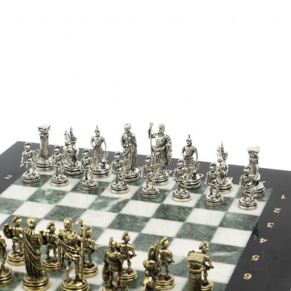 Шахматы турнирные &amp;quot;Римские воины&amp;quot; из мрамора и змеевика 28х28 см 127734