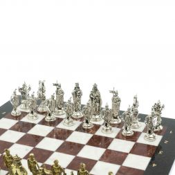 Шахматы "Рыцари крестоносцы" 44х44 см из мрамора и лемезита
