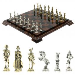 Шахматы "Отечественная война" доска 40х40 см из обсидиана