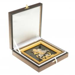 Панно &amp;quot;Георгий Победоносец&amp;quot; камень нефрит багет