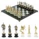 Шахматы &amp;quot;Русь&amp;quot; из мрамора и змеевика на каменных подставках 44х44 см 128512