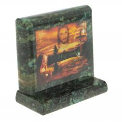 Икона настольная Мир Вашему дому малая змеевик 7,5х6,5х8 см