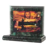 Икона настольная Мир Вашему дому малая змеевик 7,5х6,5х8 см