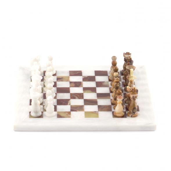 Шахматы из камня &amp;quot;Школьные&amp;quot; камень оникс мрамор 25х25 см 121657