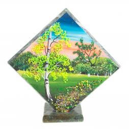 Панно из камня на подставке "Лето" 14х14 см