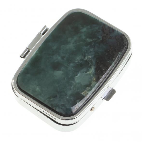 Таблетница на 2 отделения камень офит цвет серебро 122765