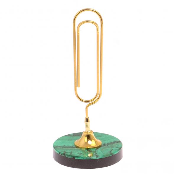 Визитница &amp;quot;Скрепка&amp;quot; на подставке из малахита 125506
