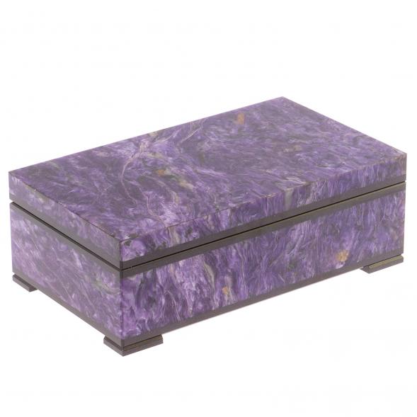 Шкатулка из камня чароит 17х10х6 см 125886