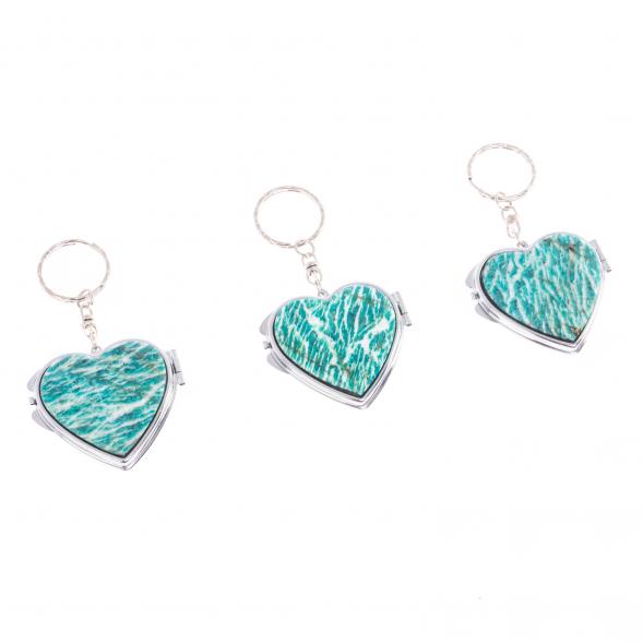 Складное зеркало брелок из амазонита Сердце 126638