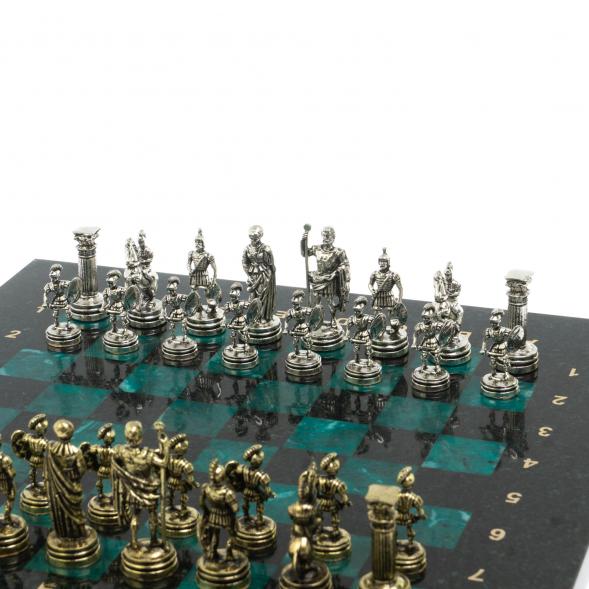 Шахматы подарочные &amp;quot;Римские воины&amp;quot; из змеевика 28х28 см 127735