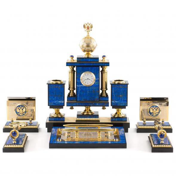 Письменный набор руководителя &amp;quot;Держава&amp;quot; камень лазурит 120473