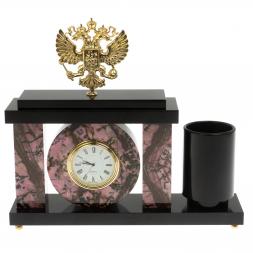 Настольный мини-набор &amp;quot;Герб РФ&amp;quot; из родонита