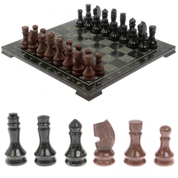 Шахматы с гравировкой &amp;quot;Турнирные&amp;quot; 40х40 см лемезит, габбро-диабаз 129803
