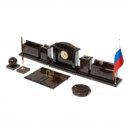 Настольный прибор "Золотой" камень обсидиан