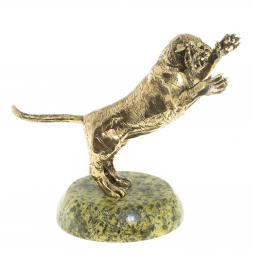 Статуэтка из бронзы &amp;quot;Тигр в прыжке&amp;quot; на подставке из змеевика