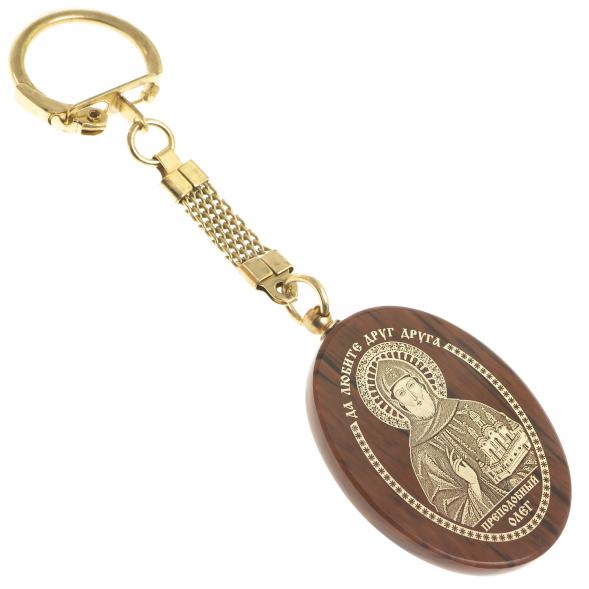 Брелок-оберег с молитвой &amp;quot;Преподобный Олег&amp;quot; камень обсидиан 123145