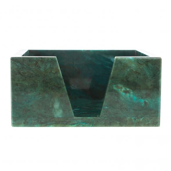 Лоток для бумаг &amp;quot;Кубарик&amp;quot; из темно-зеленого змеевика 11х11х5 см 123515