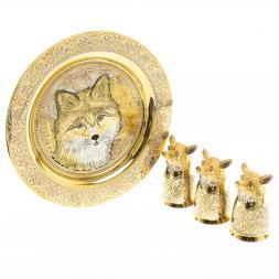 Подарочный набор &amp;quot;Лиса&amp;quot; тарелка и 3 стопки перевертыша Златоуст