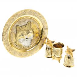 Подарочный набор &amp;quot;Лиса&amp;quot; тарелка и 3 стопки перевертыша Златоуст