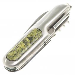 Нож мультитул складной 7 в 1 с камнем змеевик