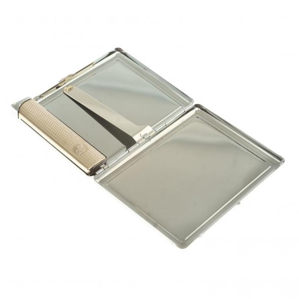 Портсигар на 10 сигарет с зажигалкой камень зеленый апатит 124228