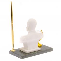 Подставка под ручку &amp;quot;Бюст Николая II&amp;quot; змеевик мраморная крошка