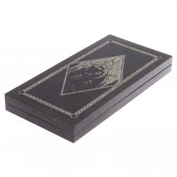 Нарды с гравировкой &amp;quot;Медведь / Герб России&amp;quot; из гранита