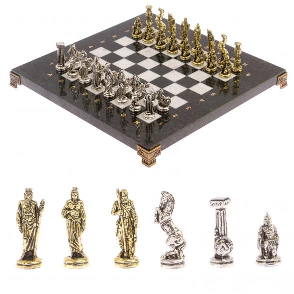 Шахматы &amp;quot;Царь Леонид&amp;quot; доска 28х28 см мрамор змеевик 126038