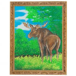 Картина &amp;quot;Лось&amp;quot; багет 36х46 см, каменная крошка