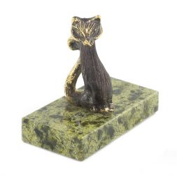 Статуэтка из бронзы на подставке из змеевика &amp;quot;Кошка&amp;quot;
