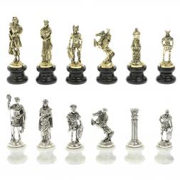 Шахматы &amp;quot;Римляне против Галлов&amp;quot; на подставках доска 40х40 см мрамор/змеевик