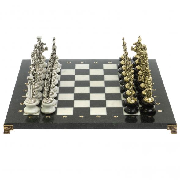 Шахматы &amp;quot;Римляне против Галлов&amp;quot; на подставках доска 40х40 см мрамор/змеевик 128513