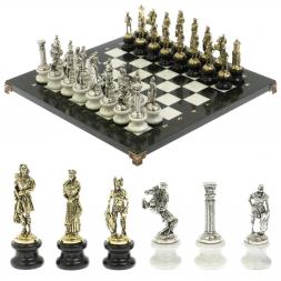 Шахматы &amp;quot;Римляне против Галлов&amp;quot; на подставках доска 40х40 см мрамор/змеевик
