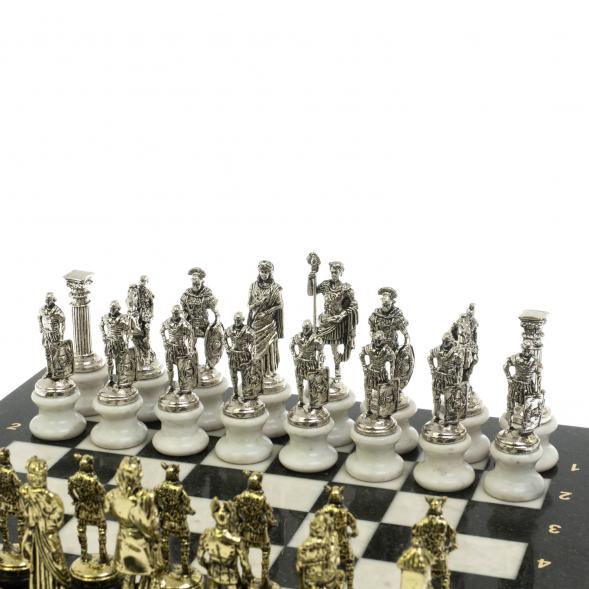 Шахматы &amp;quot;Римляне против Галлов&amp;quot; на подставках доска 40х40 см мрамор/змеевик 128513