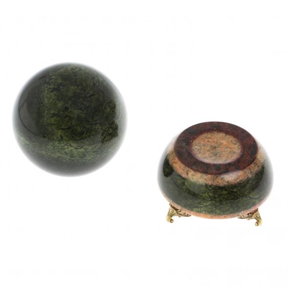 Шар на подставке с ножками 9,5 см из змеевика 128807