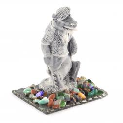 Сувенир &amp;quot;Бык - авторитет&amp;quot; из мрамолита на подставке из змеевика