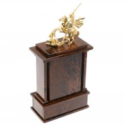 Настольные часы &amp;quot;Георгий Побеносец&amp;quot;из коричневого обсидиана