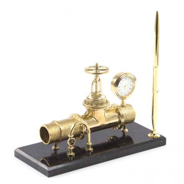 Письменный прибор &amp;quot;Труба. Нефть. Газ.&amp;quot; из бронзы и камня 121377