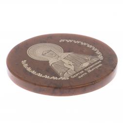 Икона в автомобиль &amp;quot;Матрона Московская&amp;quot; обсидиан коричневый 47 мм