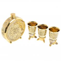 Подарочный набор &amp;quot;Лиса&amp;quot; фляжка и 3 стопки перевертыша Златоуст