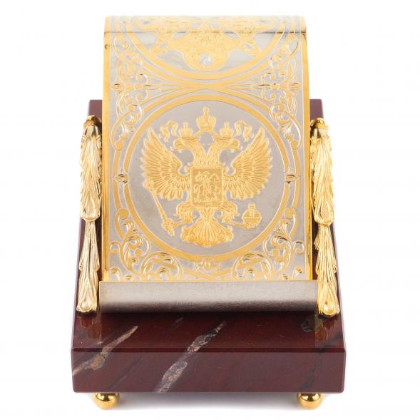 Настольная подставка для смартфона &amp;quot;Герб России&amp;quot; камень яшма Златоуст 113927