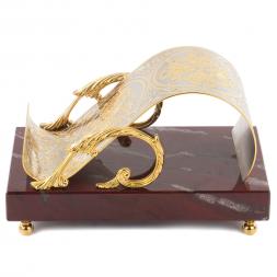 Настольная подставка для смартфона &amp;quot;Герб России&amp;quot; камень яшма Златоуст