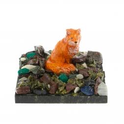 Сувенир &amp;quot;Лисица на самоцветах&amp;quot; змеевик