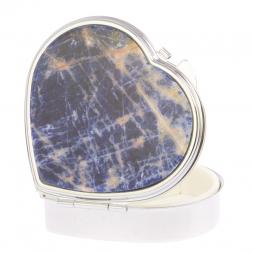 Таблетница &amp;quot;Сердце&amp;quot; на 3 отделения камень содалит цвет серебро